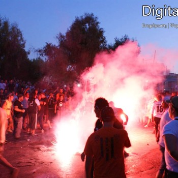 Εικόνες από το συλλαλητήριο των οπαδών του ΟΦΗ